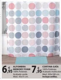 Tú Brico-Marian Alfombra memory foam 100% poliester. acabado verde. med: 45x75 cm. 6,95 19 cortina gaïa €100% poliéster ,95 acabado multicolo oferta
