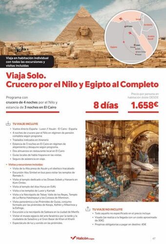 Halcón Viajes Viaja en habitación individual con todas las excursiones y visitas incluidas programa con crucero de 4 noches por el nilo y e oferta