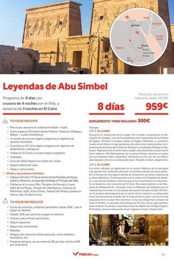Halcón Viajes Fa leyendas de abu simbel programa de 8 días con crucero de 4 noches por el nilo, y estancia de 3 noches en el cairo tu viaje oferta