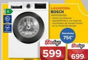 1. lavadora bosch wog254zies motor ecosilence speedperfect los mejores resultados de lavado hasta en la mitad de tiempo fanda