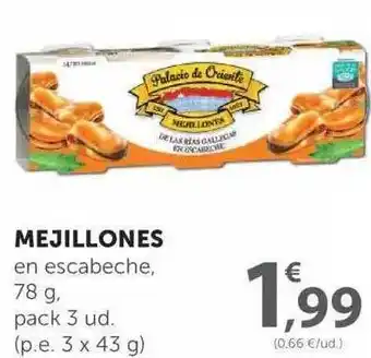 SPAR Mejillones en escabeche, 78g pack 3ud. oferta
