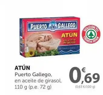 SPAR Puerto Gallego Atún en aceite de girasol, 110g oferta