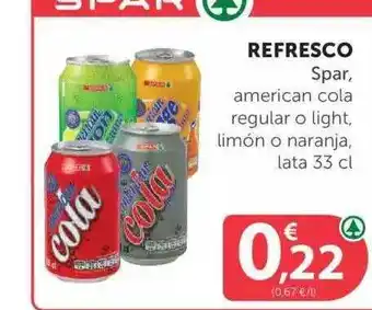 SPAR Spar Refresco, american cola regular o light, limón o naranja, lata 33cl oferta