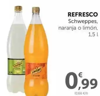SPAR Schweppes Refresco, naranja o limón, 1,5L oferta