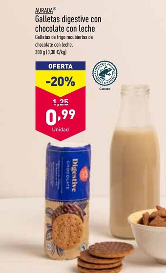 ALDI AURADA Galletas digestive con chocolate con leche oferta