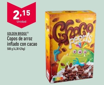 ALDI GOLDEN BRIDGE Copos de arroz inflado con cacao oferta