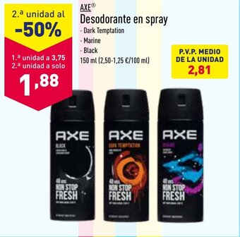 ALDI AXE Desodorante en spray oferta