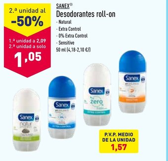ALDI SANEX Desodorantes roll-on oferta