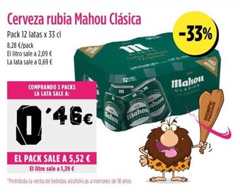 AhorraMas Cerveza rubia Mahou Clásica oferta