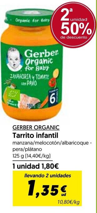 Hiper Usera GERBER ORGANIC Tarrito infantil oferta