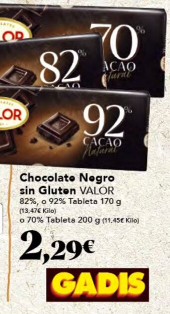 Gadis Chocolate Negro sin Gluten VALOR oferta