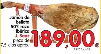 Alimerka J.Sanz Jamón de bellota 50% raza ibérica, 5 kilos aprox. oferta
