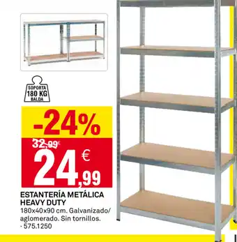 Bricoking Estanteria Metálica Heavy Duty 180x40x90 cm Galvanizado/aglomerado. Sin tornillos. oferta