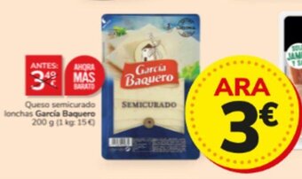 Consum Queso semicurado lonchas García Baquero 200g oferta