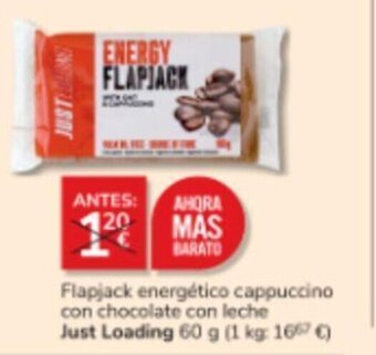 Consum Flapjack energético cappuccino con chocolate con leche Just Loading 60 g oferta