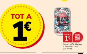 Consum Cerveza IPA Mahou 5 Estrellas 33 cl oferta