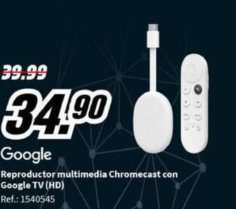 Reproductor multimedia Chromecast con Google TV (HD)
