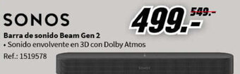 SONOS Barra de sonido Beam Gen 2