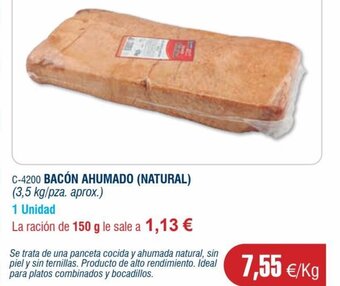 Abordo BACÓN AHUMADO (NATURAL) oferta