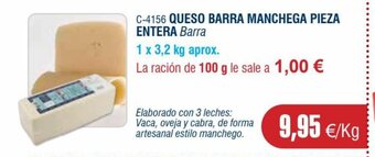 Abordo QUESO BARRA MANCHEGA PIEZA ENTERA Barra oferta