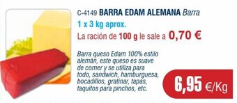 Abordo BARRA EDAM ALEMANA Barra oferta