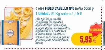 Abordo FIDEO CABELLO Nº0 Bolsa 5000 g oferta