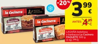 Consum LASAÑA boloñesa o barbacoa La Cocinera PAQUETE oferta