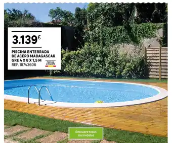 Leroy Merlin Piscina Enterrada de Acero Madagascar Gre 4 x 8 x 1.5m oferta