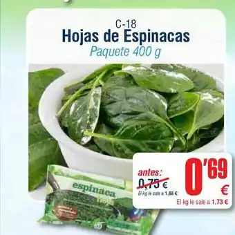Abordo C-18 Hojas De Espinacas Paquete 400g oferta