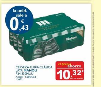 Cash Ecofamilia Cerveza Rubia Clásica Lata Mahou P24 330ml / u oferta