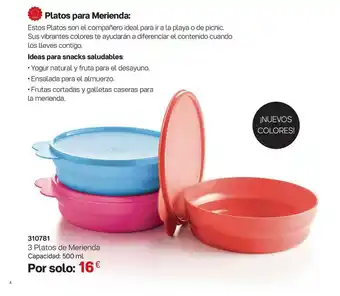 Tupperware 3 Platos De Merienda 500ml oferta