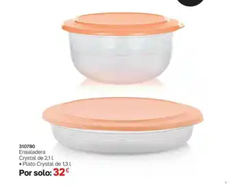 Tupperware Ensaladera Crystal De 2.1 L + Plato Crystal De 1.3 L oferta