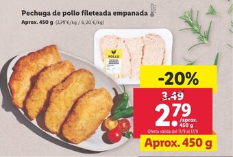 Lidl Pechuga de pollo fileteada empanada oferta