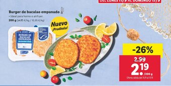 Lidl Burger de bacalao empanado 200 g oferta