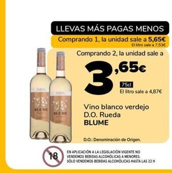 Supeco Vino blanco verdejo D.O. Rueda BLUME oferta