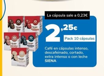 Supeco Café en cápsulas intenso, descafeinado, cortado, extra intenso o con leche SIENA oferta