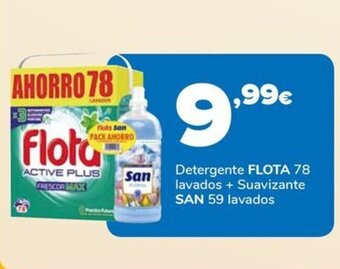 Supeco Detergente FLOTA 78 lavados + Suavizante SAN 59 lavados oferta