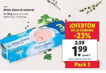 Lidl Nixe Atún claro al natural oferta