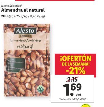 Lidl Alesto Selection Almendra al natural 200 g oferta