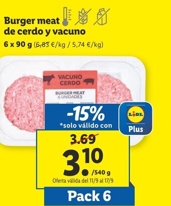 Lidl Burger meat de cerdo y vacuno oferta
