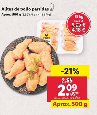 Lidl Alitas de pollo partidas oferta
