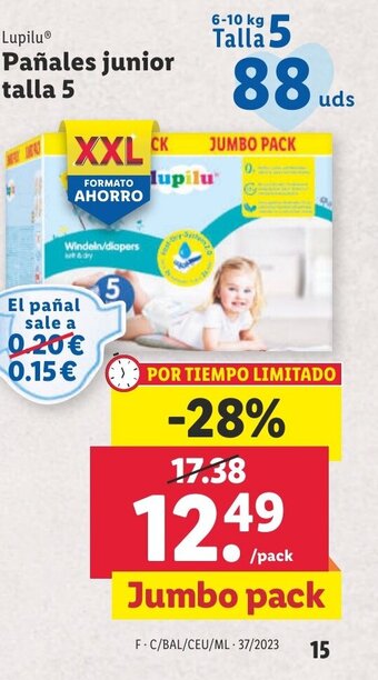 Lidl Lupilu Pañales junior talla 5 oferta