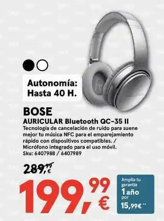 Worten Bose Auricular Bluetooth Qc-35 Ii oferta