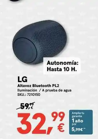 Worten Lg Altavoz Bluetooth Pl2 oferta