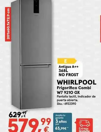 Worten Whirlpool Frigorífico Combi W7 9210 Ox oferta