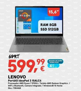 Worten Lenovo Portátil Ideapad 3 15alc6 oferta