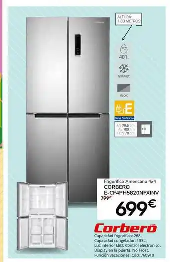 Conforama Frigorifico Americano 4x4 Corbero oferta