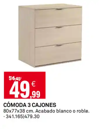 Cómoda 3 Cajones 80x77x38 cm