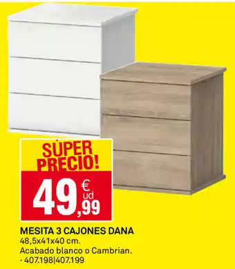 Bricoking Mesita 3 Cajones Dana 48,5x41x40 cm oferta