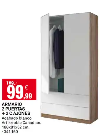 Bricoking Armario 2 Puertas + 2 Cajones 180x81x52 cm oferta